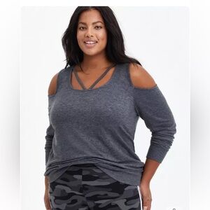 Torrid Strappy knit cold shoulder pullover